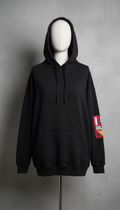 Oversized Alley Black Hoodie With Tag Sleeve